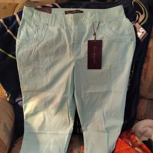 Teal Embellished Casual Capris Size 14 GV